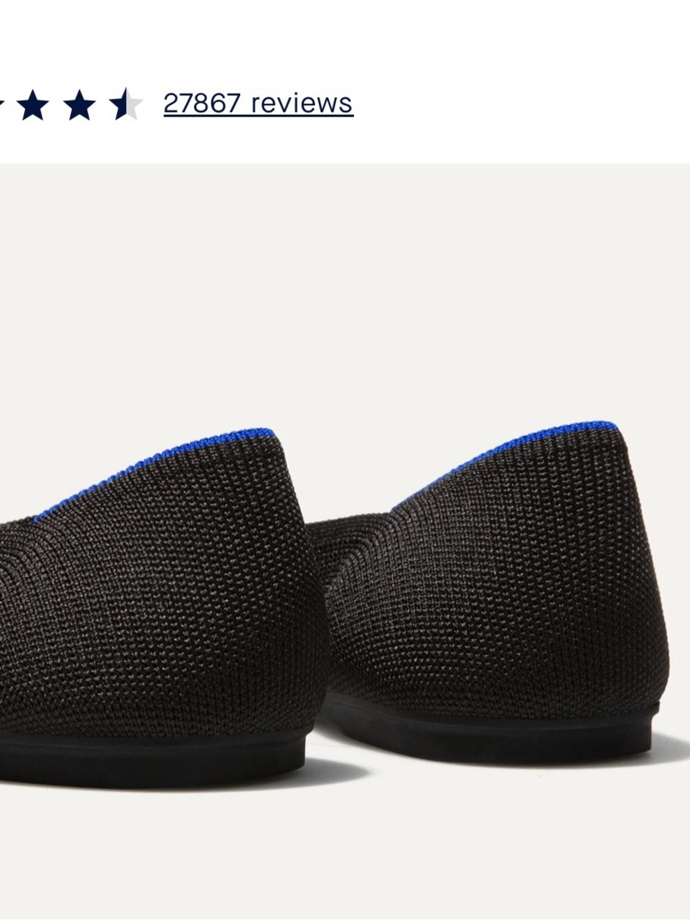 Rothy's The Flat - Black with Blue Trim - Picture 3 of 7